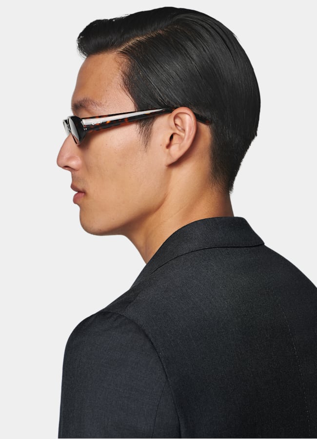 SUITSUPPLY All Season Pure Wool by Reda, Italy Dark Grey Perennial Tailored Fit Havana Suit Jacket