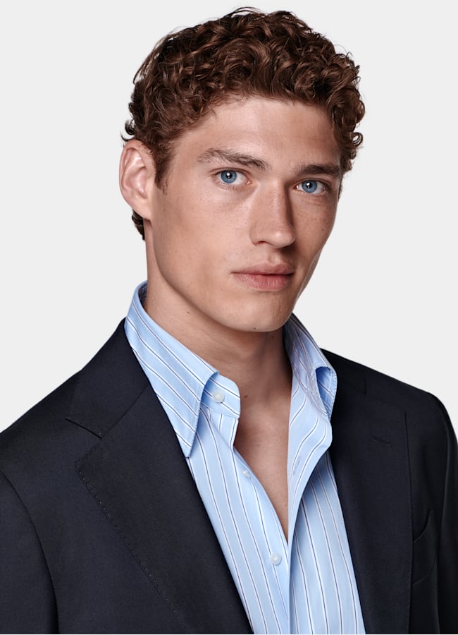 SUITSUPPLY All Season Pure Wool by Reda, Italy Navy Perennial Tailored Fit Havana Suit Jacket