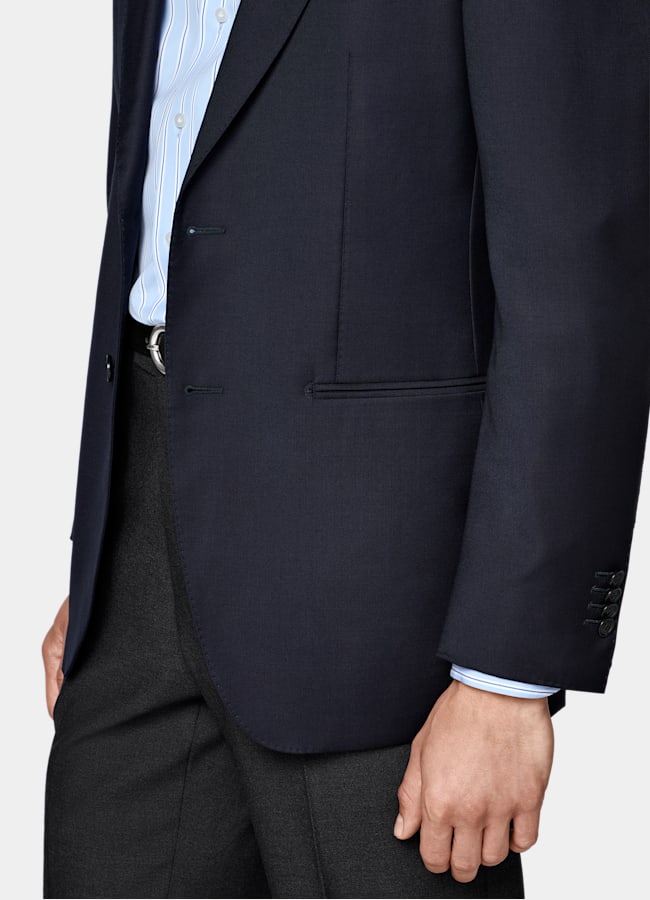 SUITSUPPLY All Season Pure Wool by Reda, Italy Navy Perennial Tailored Fit Havana Suit Jacket