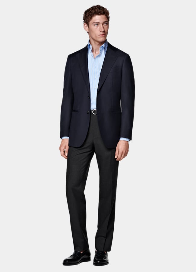SUITSUPPLY All Season Pure Wool by Reda, Italy Navy Perennial Tailored Fit Havana Suit Jacket