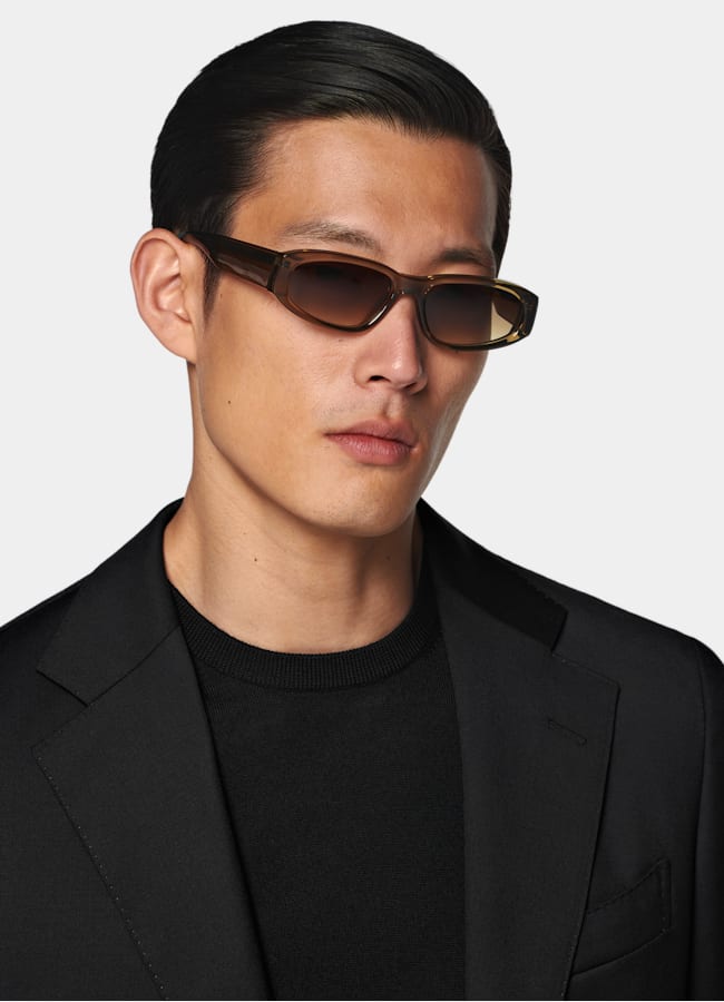 SUITSUPPLY All Season Pure Wool by Reda, Italy Black Perennial Tailored Fit Havana Suit Jacket