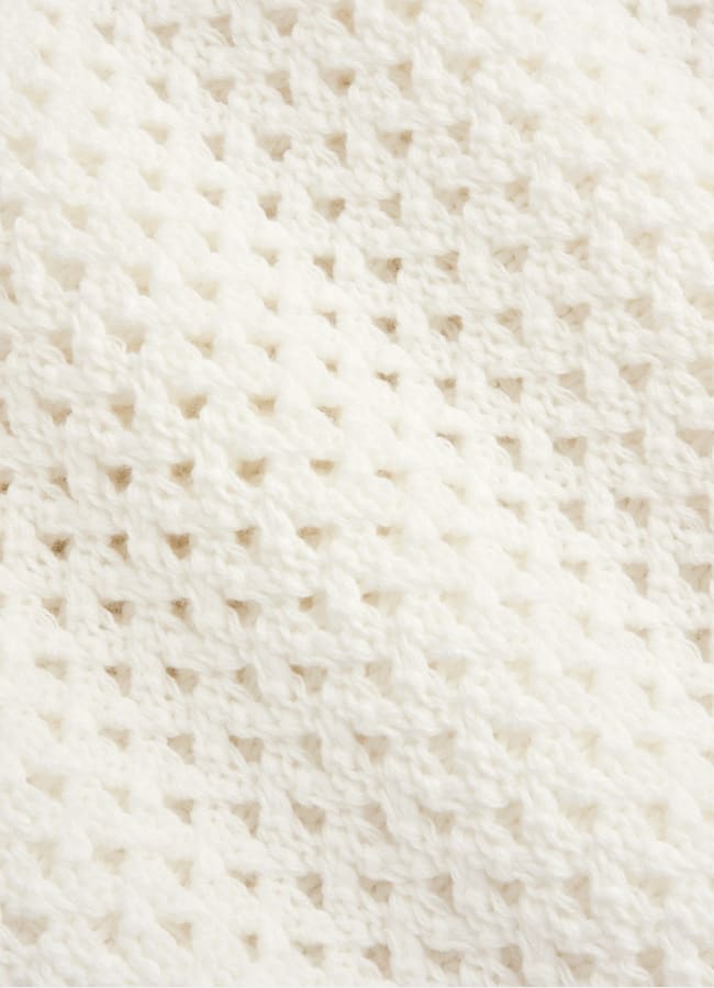 SUITSUPPLY Pure Cotton Off-White Crochet Buttonless Polo