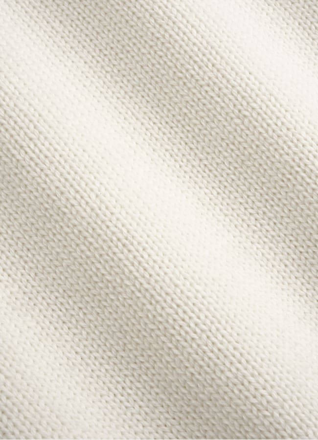 SUITSUPPLY Pure Wool Off-White Ribbed Zip Cardigan