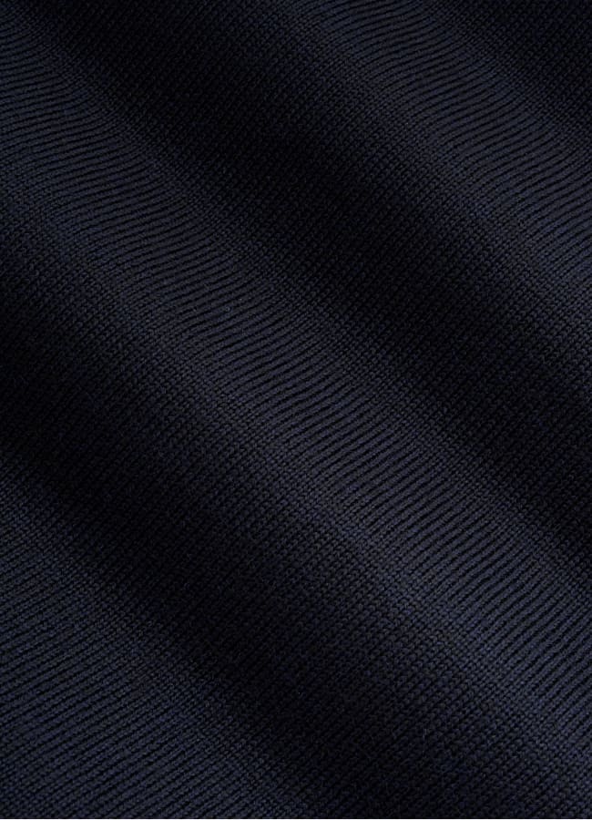 SUITSUPPLY Pure Wool Navy Ribbed Zip Cardigan