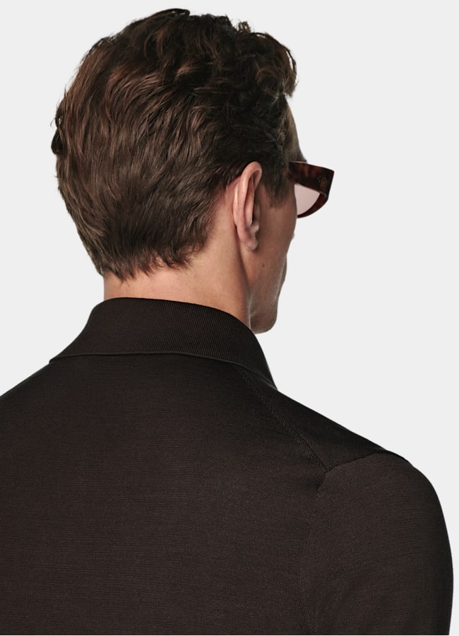 SUITSUPPLY Californian Cotton & Mulberry Silk Dark Brown Polo