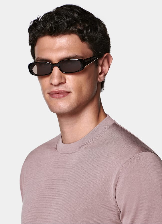 SUITSUPPLY Coton et soie Col rond à manches courtes rose foncé