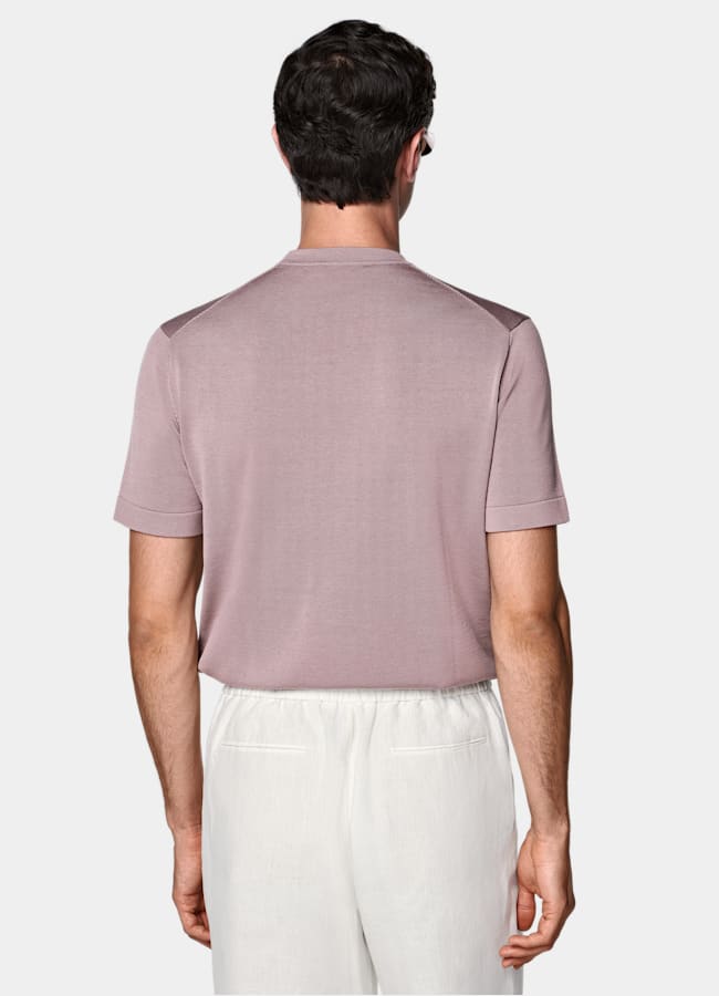 SUITSUPPLY Coton et soie Col rond à manches courtes rose foncé