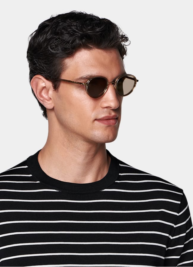 SUITSUPPLY Cotton Silk Black Short Sleeve Crewneck