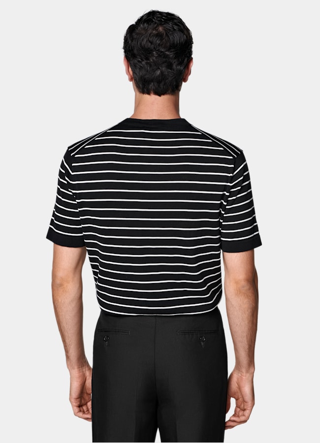 SUITSUPPLY Cotton Silk Black Short Sleeve Crewneck