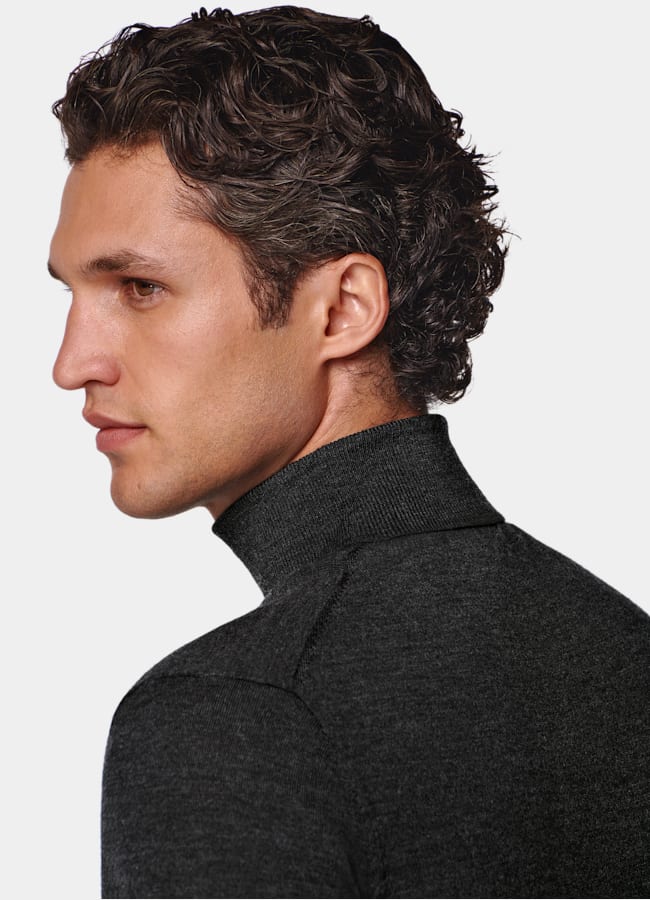 SUITSUPPLY Pure Wool Dark Grey Merino Turtleneck