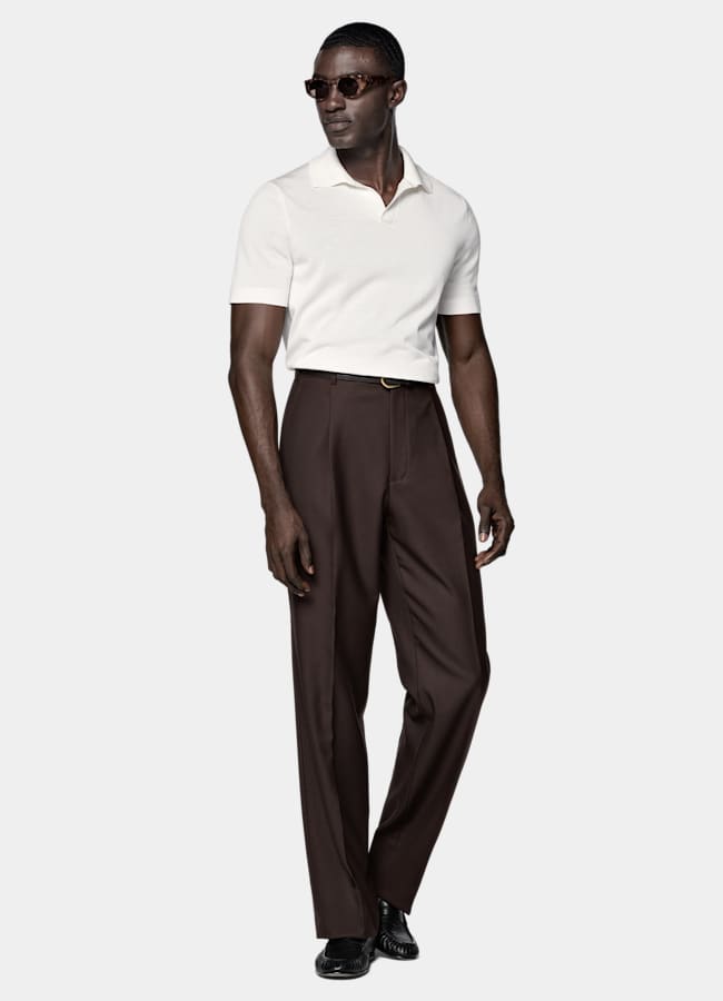 SUITSUPPLY Cotton Silk Off-White Buttonless Polo
