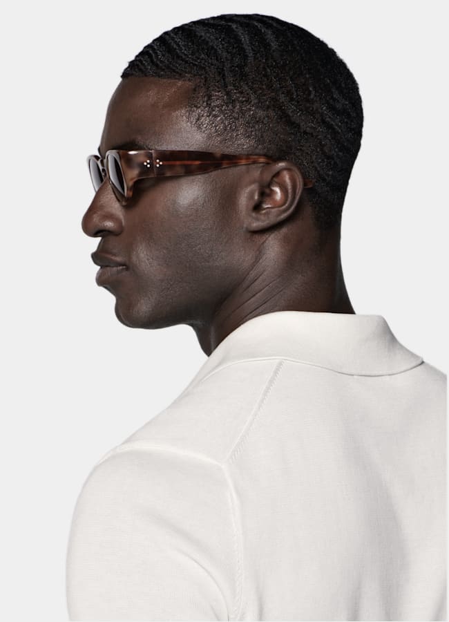 SUITSUPPLY Cotton Silk Off-White Buttonless Polo