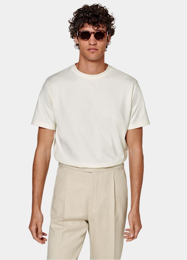 【美品】OFF-WHITE　CREW NECK S/S T-shirt【S】 Off-White Crewneck T-Shirt in Pure Cotton | SUITSUPPLY
