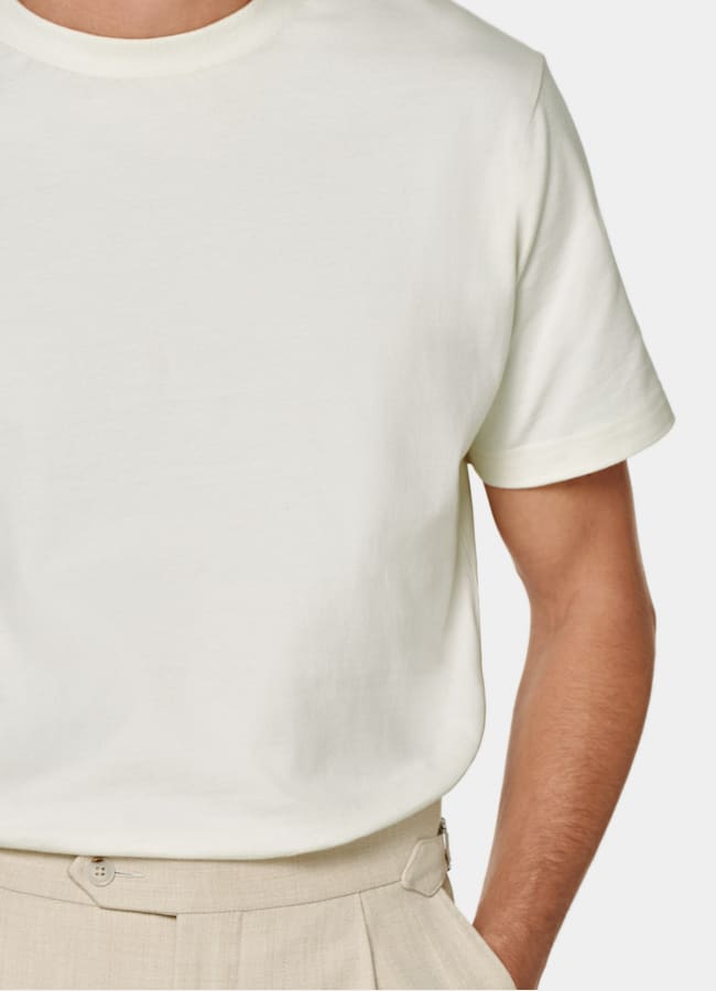 Off-White Crewneck T-Shirt in Pure Cotton | SUITSUPPLY