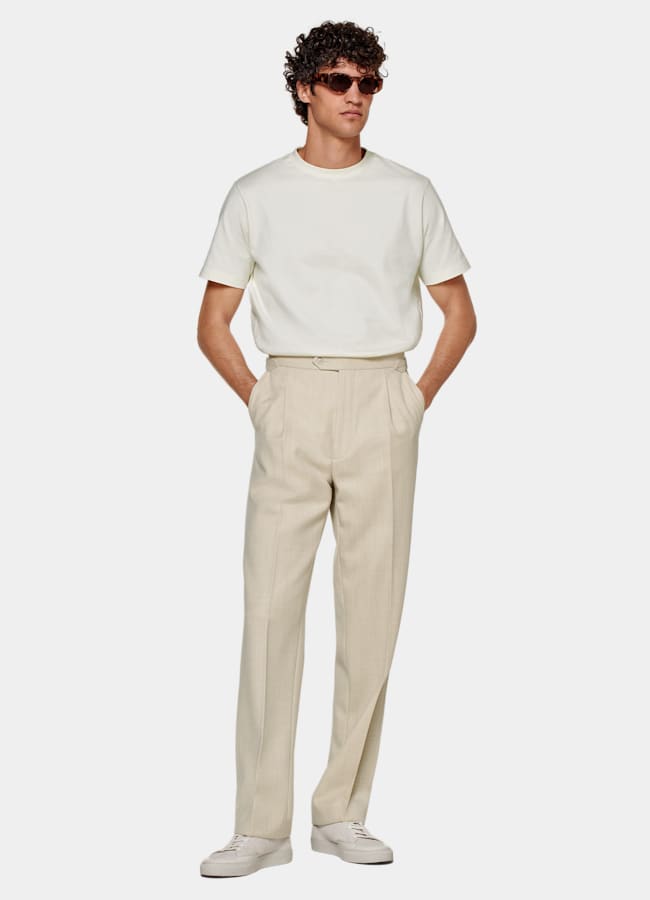 SUITSUPPLY Pure Cotton Off-White Crewneck T-Shirt
