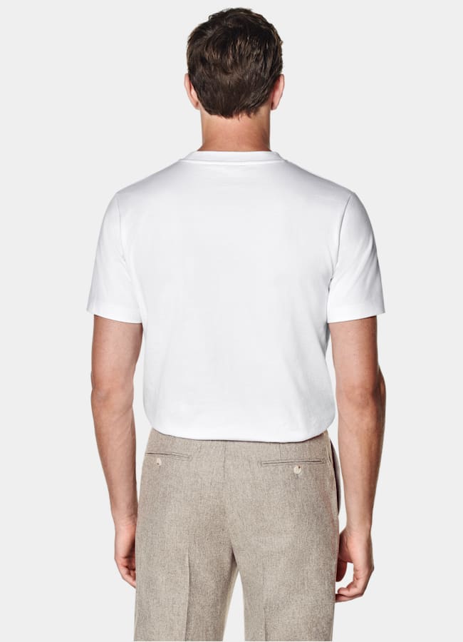 SUITSUPPLY Puro algodón Camiseta blanca cuello redondo