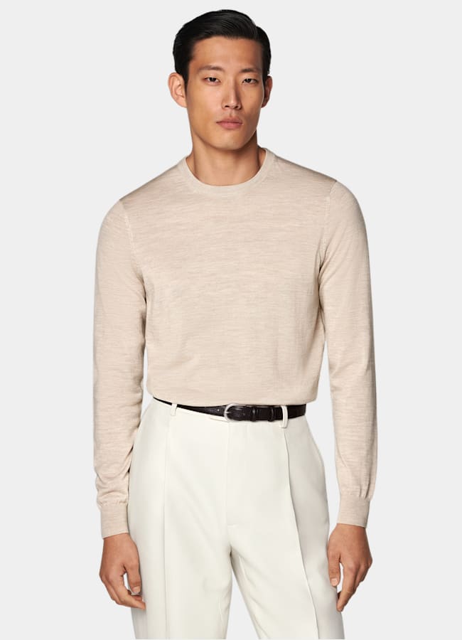 SUITSUPPLY Pure Wool Sand Merino Crewneck