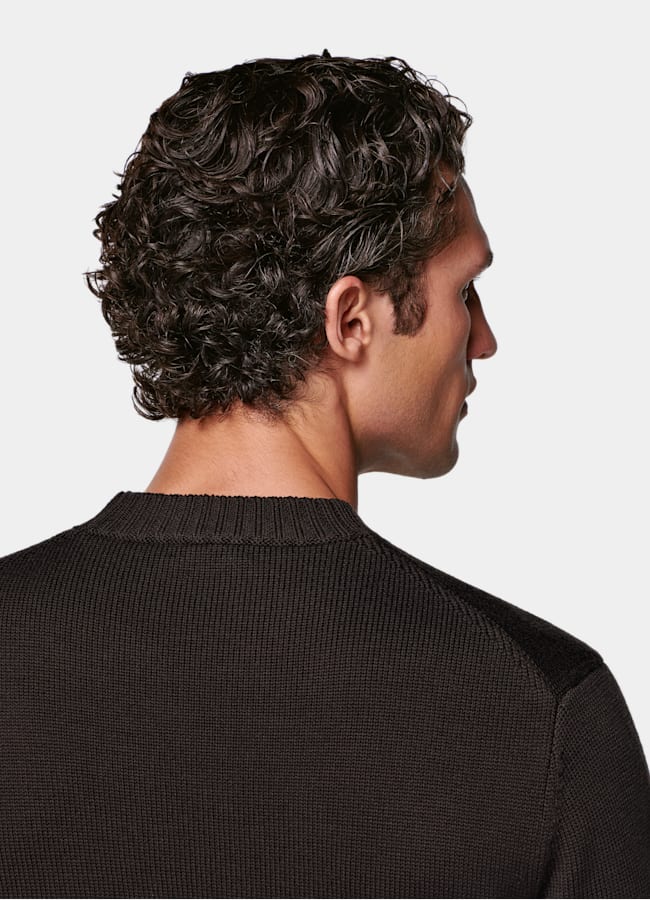 SUITSUPPLY Pure laine Pull col rond marron foncé