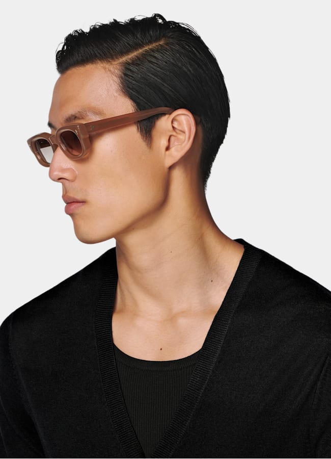 SUITSUPPLY Silk Wool Cashmere Black V-Neck Cardigan