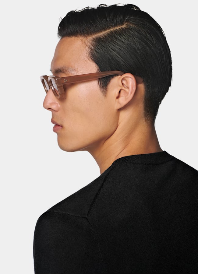 SUITSUPPLY Silk Wool Cashmere Black V-Neck Cardigan