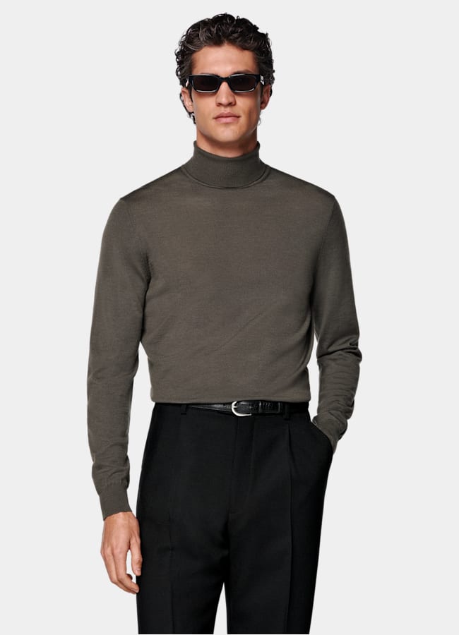 SUITSUPPLY Pure Wool Green Turtleneck