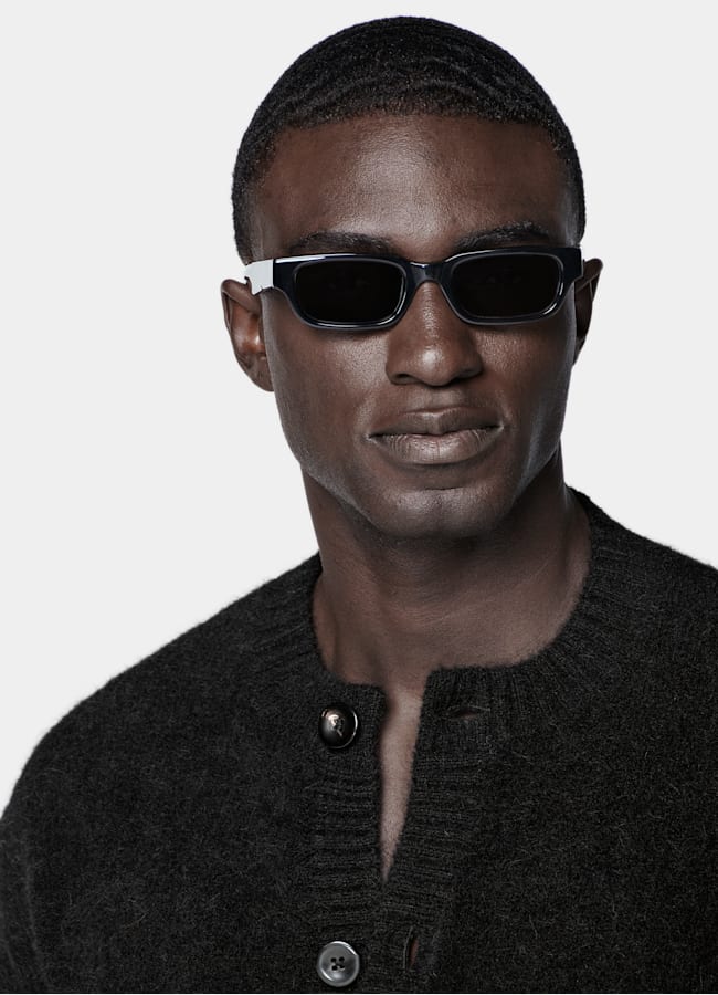 SUITSUPPLY Alpaca Blend Black Crewneck Cardigan