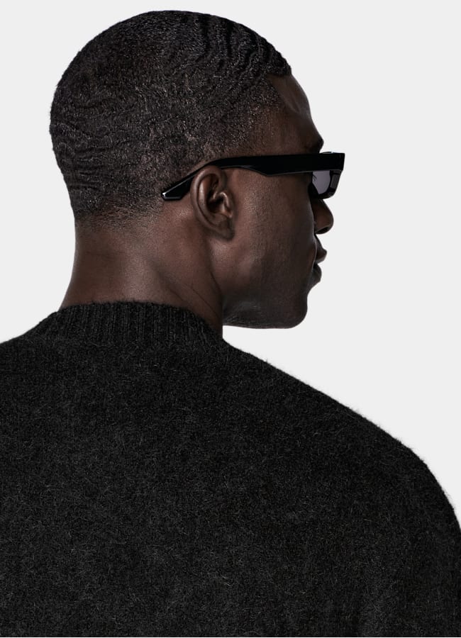 SUITSUPPLY Alpaca Blend Black Crewneck Cardigan