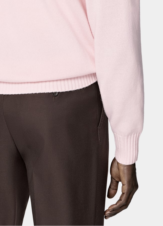 SUITSUPPLY Pure Cashmere Pink Long Sleeve Polo