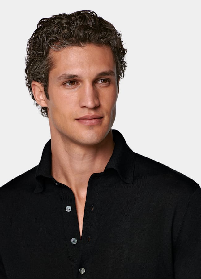 SUITSUPPLY Pure laine Polo manches longues noir