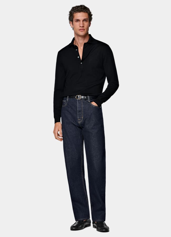 SUITSUPPLY Pure laine Polo manches longues noir