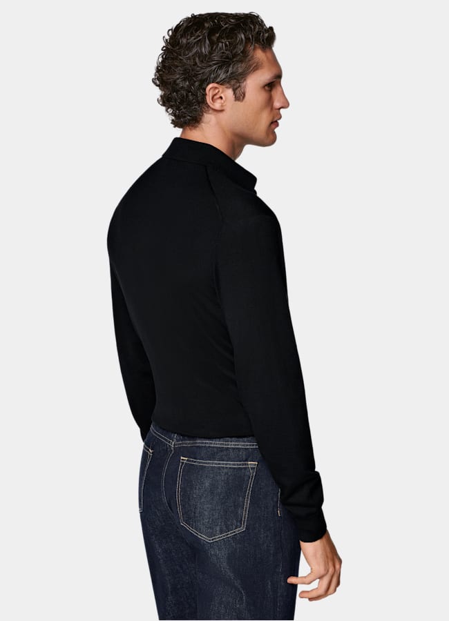 SUITSUPPLY Pure laine Polo manches longues noir