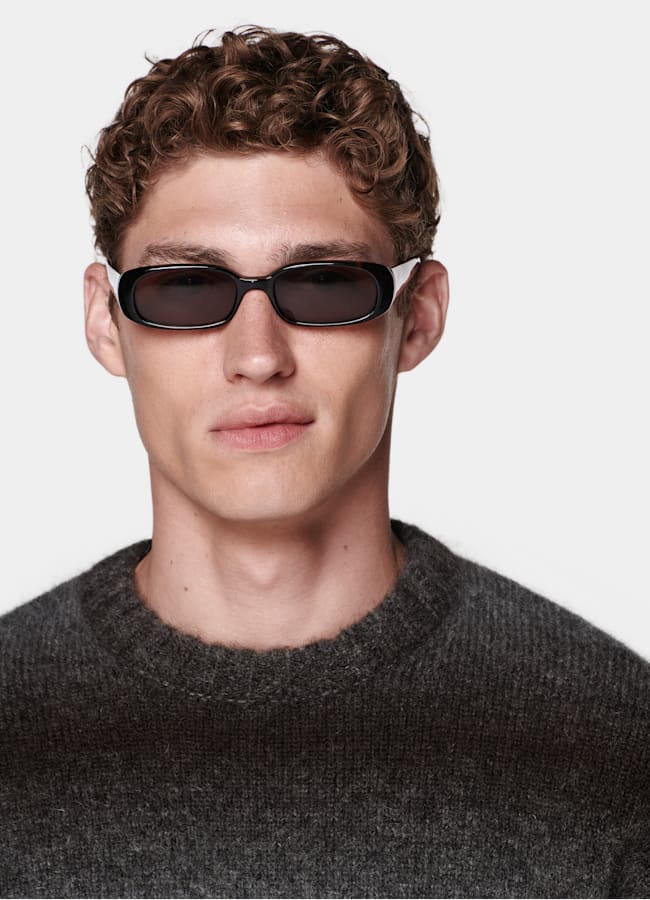 SUITSUPPLY Mohair, nylon, laine Pull à col rond dégradé marron foncé