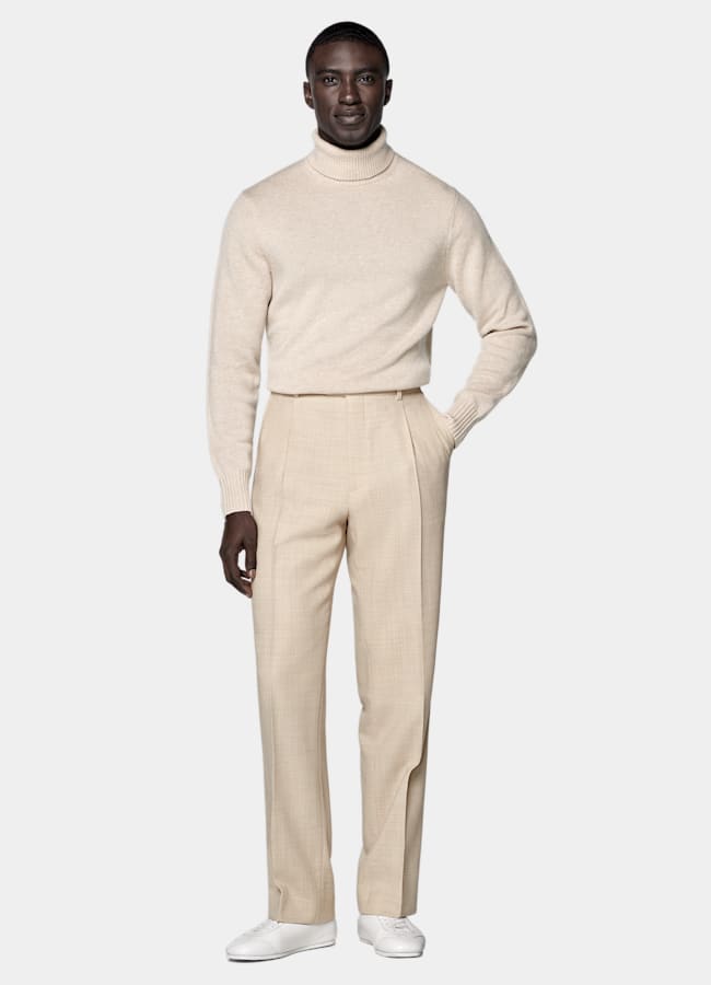 SUITSUPPLY Pure Cashmere Sand Turtleneck