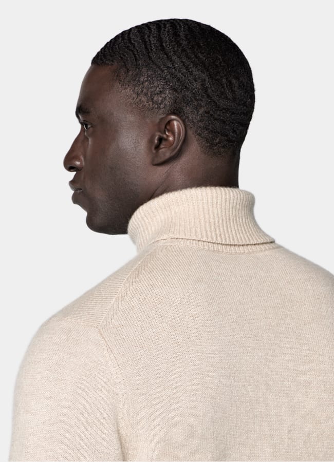 SUITSUPPLY Pure Cashmere Sand Turtleneck