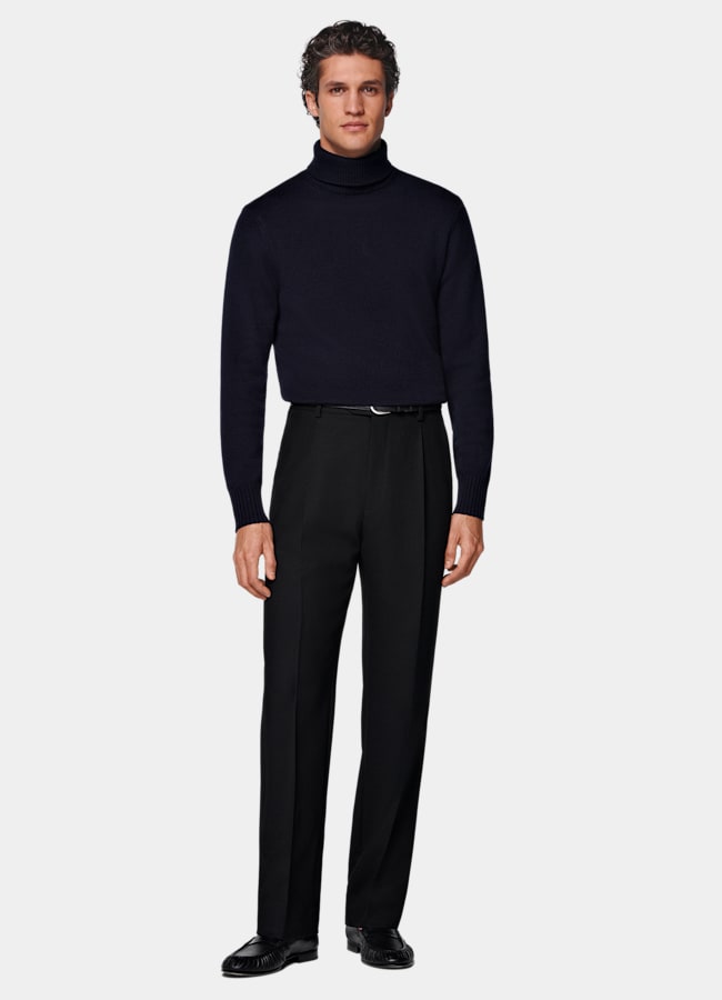 SUITSUPPLY Pur cachemire Col roulé bleu marine