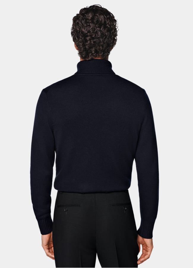 SUITSUPPLY Pur cachemire Col roulé bleu marine
