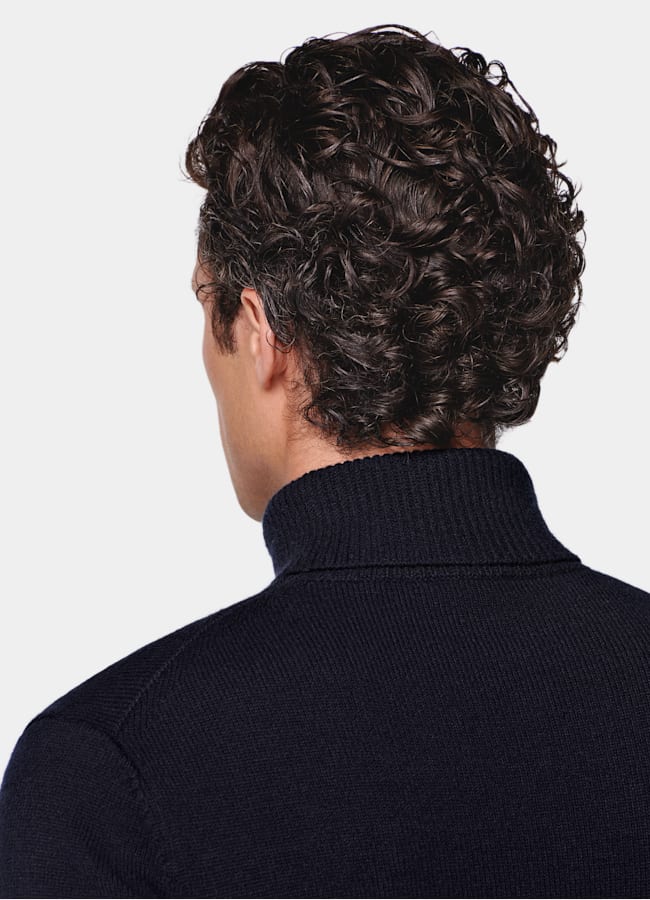 SUITSUPPLY Pur cachemire Col roulé bleu marine