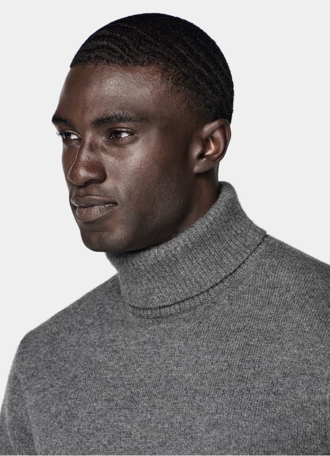 SUITSUPPLY Pure Cashmere Mid Grey Turtleneck