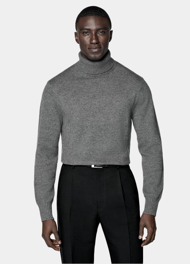 SUITSUPPLY Pure Cashmere Mid Grey Turtleneck