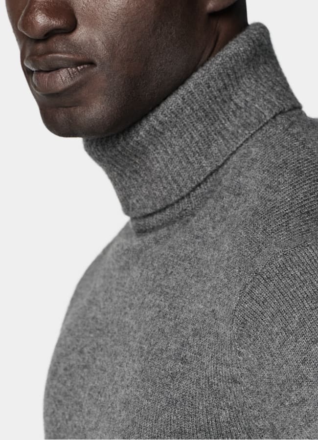 SUITSUPPLY Pure Cashmere Mid Grey Turtleneck