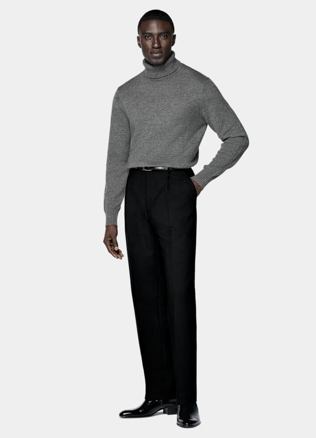 SUITSUPPLY Pure Cashmere Mid Grey Turtleneck