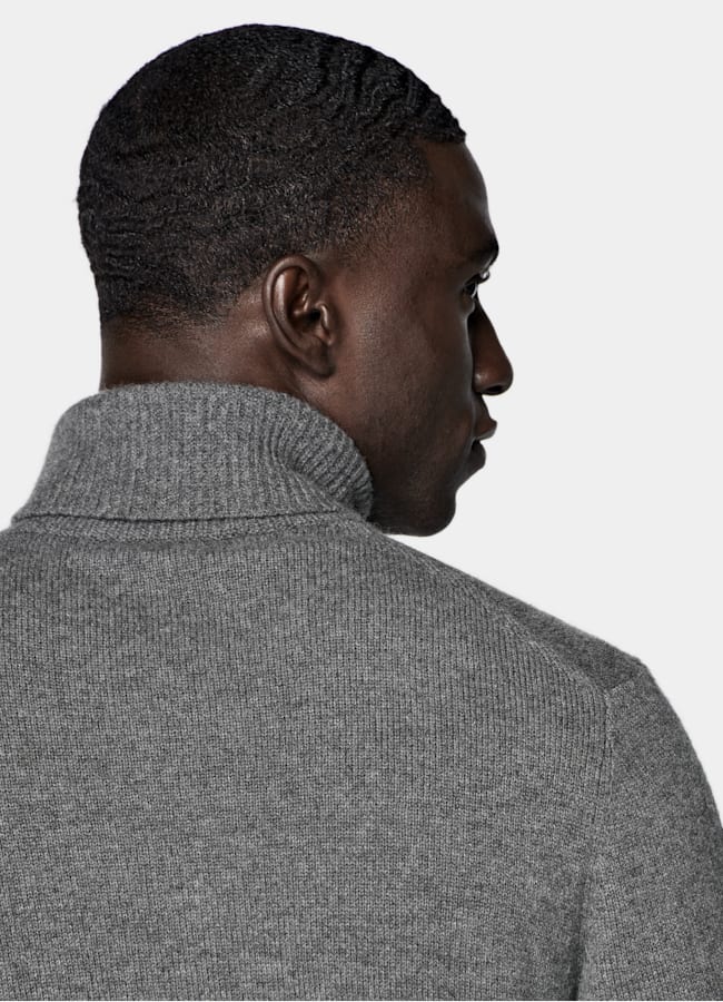 SUITSUPPLY Pure Cashmere Mid Grey Turtleneck