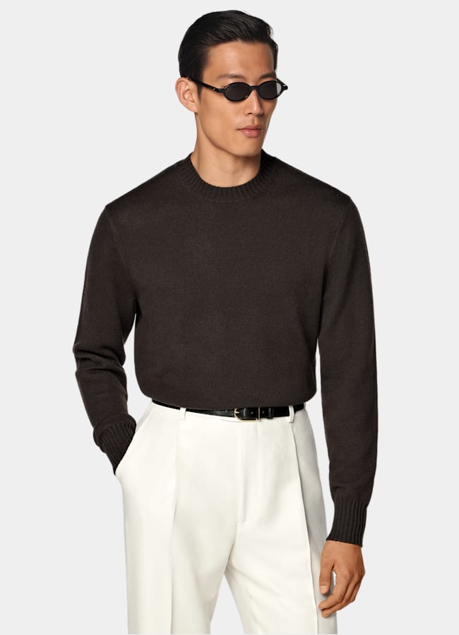 SUITSUPPLY Puro cashmere Girocollo marrone scuro