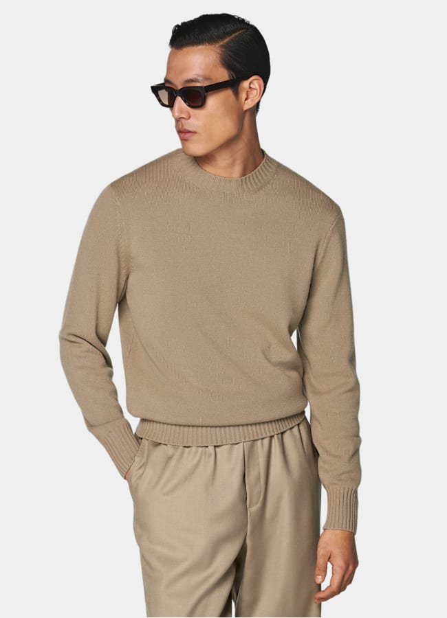 SUITSUPPLY Pure Cashmere Mid Brown Crewneck