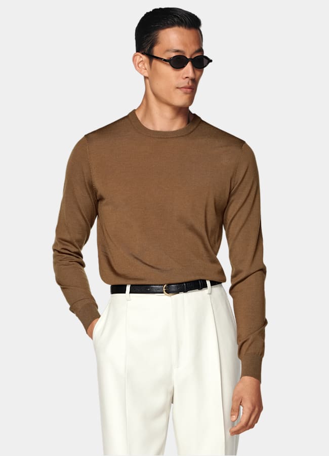 SUITSUPPLY Pure Wool Brown Crewneck