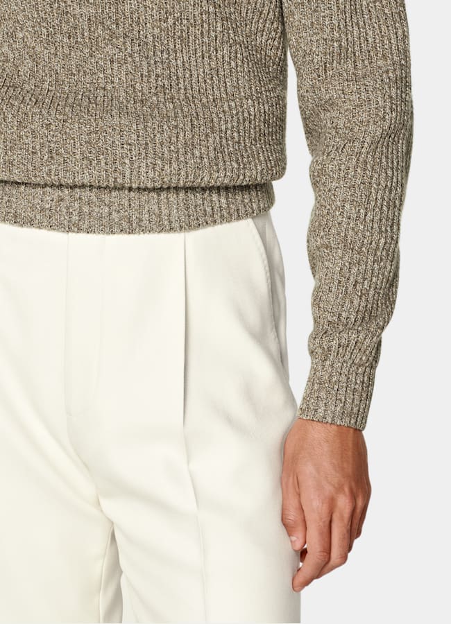 SUITSUPPLY Cotton Wool Green Mouliné Crewneck