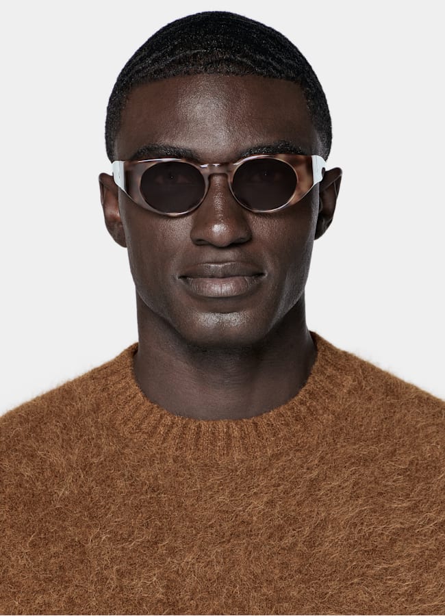 SUITSUPPLY Alpaka Mischung Rundhalspullover mittelbraun