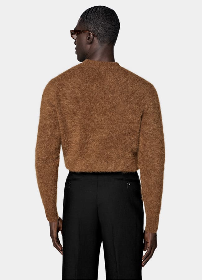 SUITSUPPLY Alpaka Mischung Rundhalspullover mittelbraun