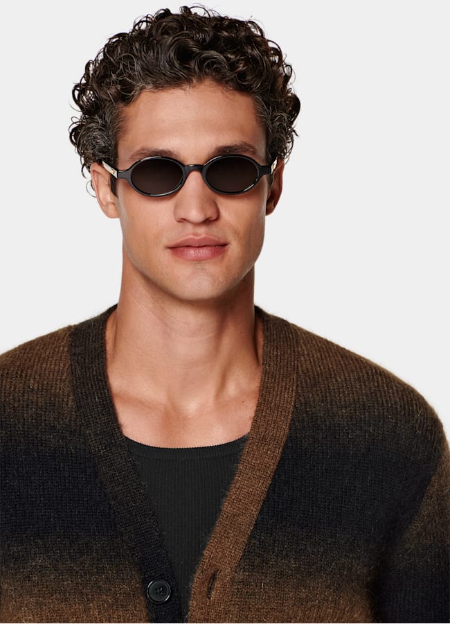 SUITSUPPLY Mohair Nylon Wool Brown D&eacute;grad&eacute; Cardigan
