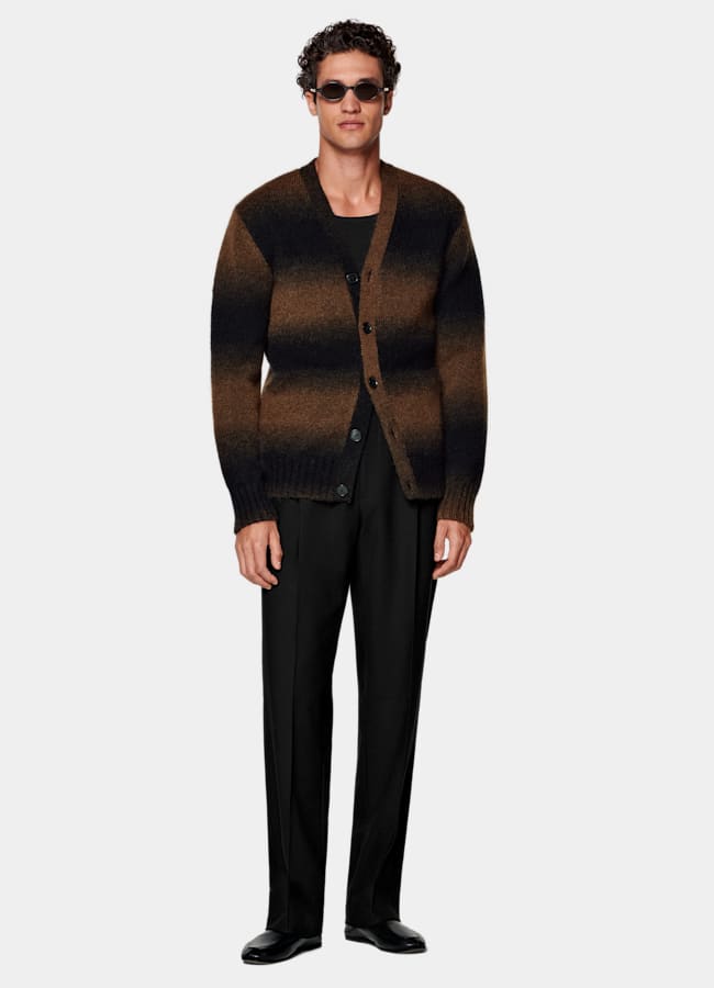 SUITSUPPLY Mohair Nylon Wool Brown D&eacute;grad&eacute; Cardigan